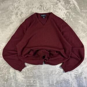 VTG 90’s Brooks Brothers Stretch Maroon V-neck Italian Merino Wool Sweater XL